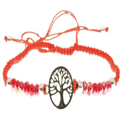 Tree of Life Red Bead Adjustable Bracelet