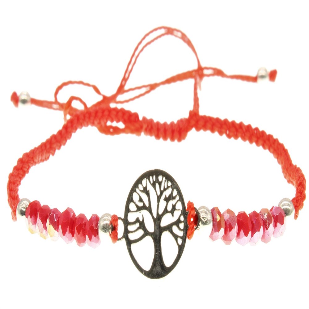 Tree of Life Red Bead Adjustable Bracelet