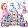 Magnetic Tiles 80pcs Magnet Building Blocks Set Creative Stacking Toys for Kids, 3D DIY Construction Kit Preschool Child Montessori Toys STEM Learning Toys Gifts for Girls Boys 3 4 5 6 7 Years view 1