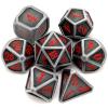 Haxtec Ancient Silver Metal DND Dice Set D&D 7PCS Large Rounded Antiue Iron RPG Dice Red Numbers for Dungeons and Dragons TTRPG Game Gifts',Standard size view 1