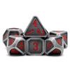 Haxtec Ancient Silver Metal DND Dice Set D&D 7PCS Large Rounded Antiue Iron RPG Dice Red Numbers for Dungeons and Dragons TTRPG Game Gifts',Standard size view 2