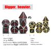 Haxtec Ancient Silver Metal DND Dice Set D&D 7PCS Large Rounded Antiue Iron RPG Dice Red Numbers for Dungeons and Dragons TTRPG Game Gifts',Standard size view 3