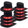8 Pieces Snowman Hats for Crafts Black Felt Mini Top Hats with Red Ribbon Christmas Party Decor for Snowman Doll Craft DIY view 1