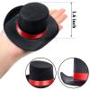 8 Pieces Snowman Hats for Crafts Black Felt Mini Top Hats with Red Ribbon Christmas Party Decor for Snowman Doll Craft DIY view 2