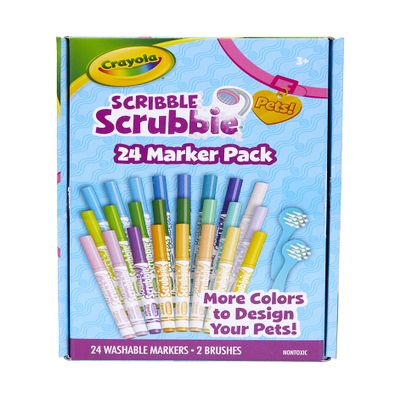 Crayola Scribble Scrubbie Pets Marker Refill & Expansion Set - 24 Washable Markers For Kids, Stocking Stuffers for Kids, Christmas Gifts For Girls & Boys [Amazon Exclusive]