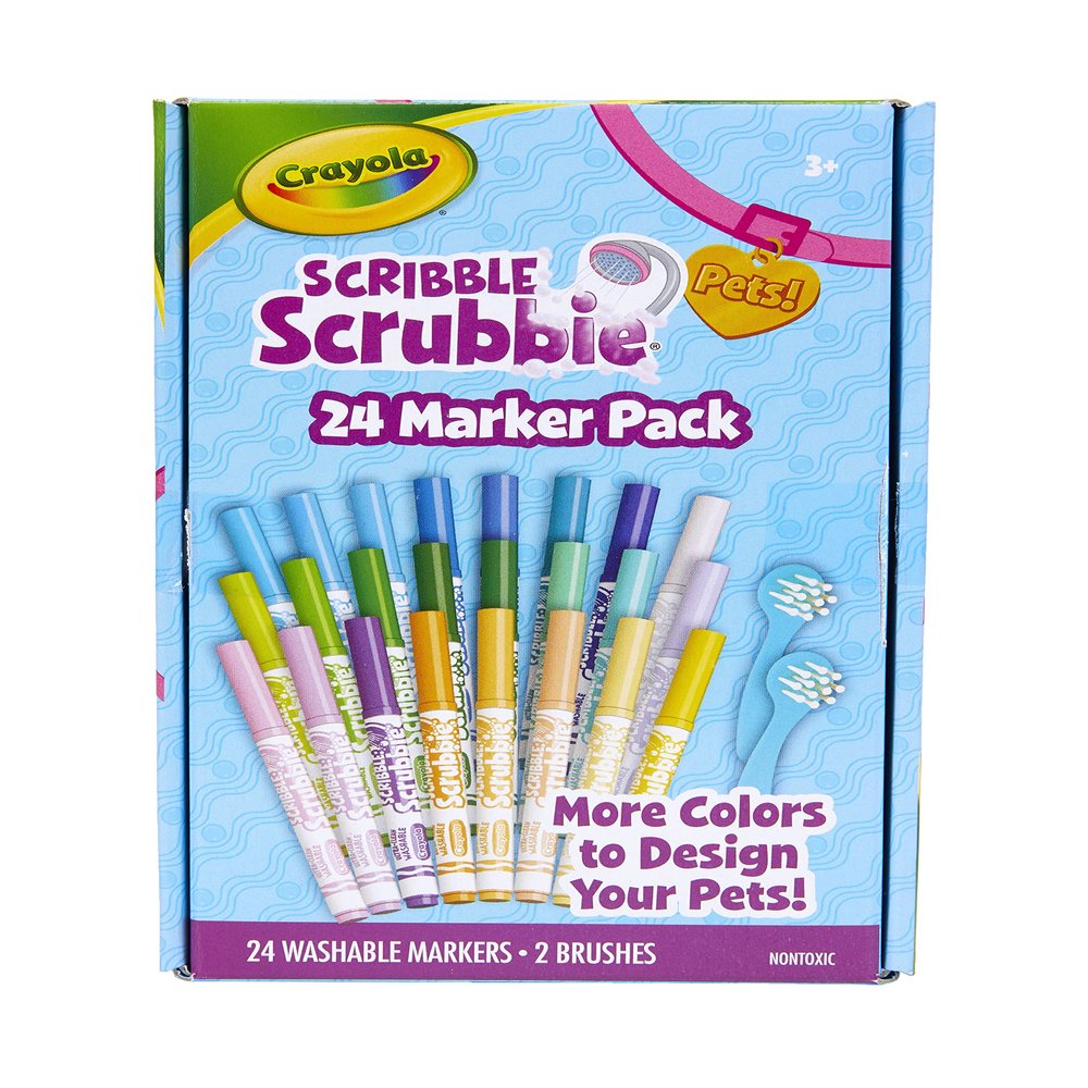 Crayola Scribble Scrubbie Pets Marker Refill & Expansion Set - 24 Washable Markers For Kids, Stocking Stuffers for Kids, Christmas Gifts For Girls & Boys [Amazon Exclusive]