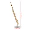 14cm Copper Mini Flute with Stand and Case,Gold Plated Miniature Musical Instrument Ornament Replica Dollhouse Model for Desk Shelf Home Decor Idea Gift view 2