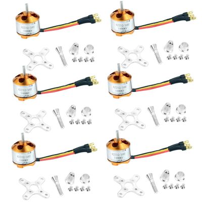 FEICHAO 6Pcs A2212 1400KV 2200KV Brushless Motor with 10T / 6T Mount for 2-3S Multicopter Remote Control Quadcopter (1400KV with 10T)