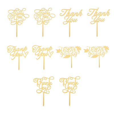 10Pcs Topper Acrylic Thanks Cupcake Toppers Thanksgiving Cake Decorations For Engaged Wedding Thanksgiving Day Party Favor