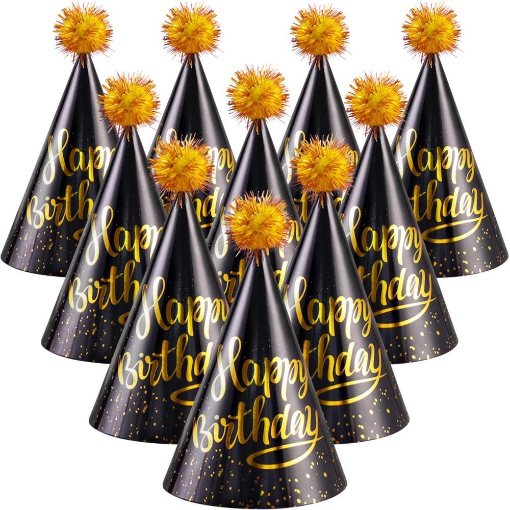 PixiPy Kids Birthday Party Hats - 10 Pieces - Colorful Celebration Headwear for Fun Decoration & Memorable Parties