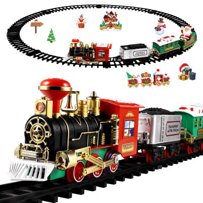 NUOBESTY Christmas Train Toys Set Around Tree for Kids, Railway Train Set Railway Tracks Playset Christmas Train Model Toy for Kids Boys Girls