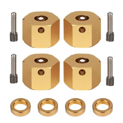 INJORA RC Wheel Hex 12mm 4pcs RC Brass Hex Adapters for 1/10 RC Crawler Axial SCX10 III AXI03007 (10mm)