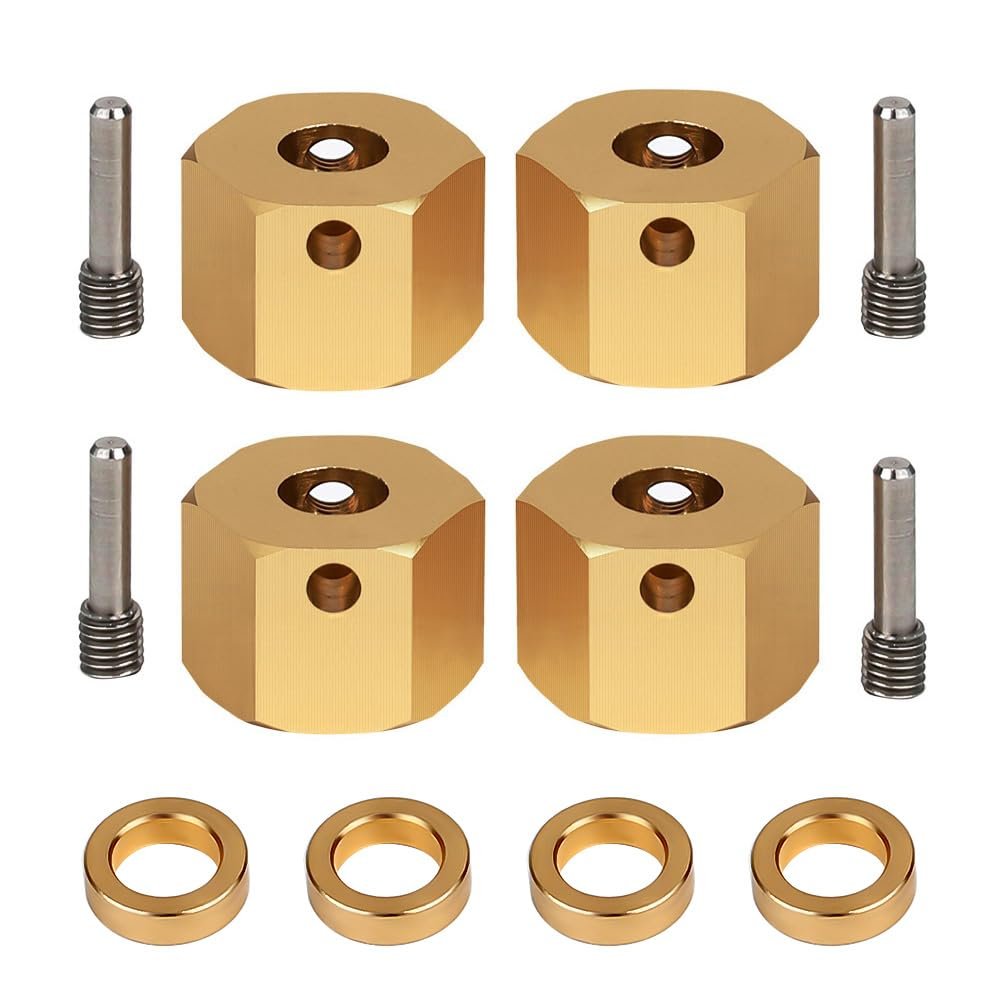 INJORA RC Wheel Hex 12mm 4pcs RC Brass Hex Adapters for 1/10 RC Crawler Axial SCX10 III AXI03007 (10mm)