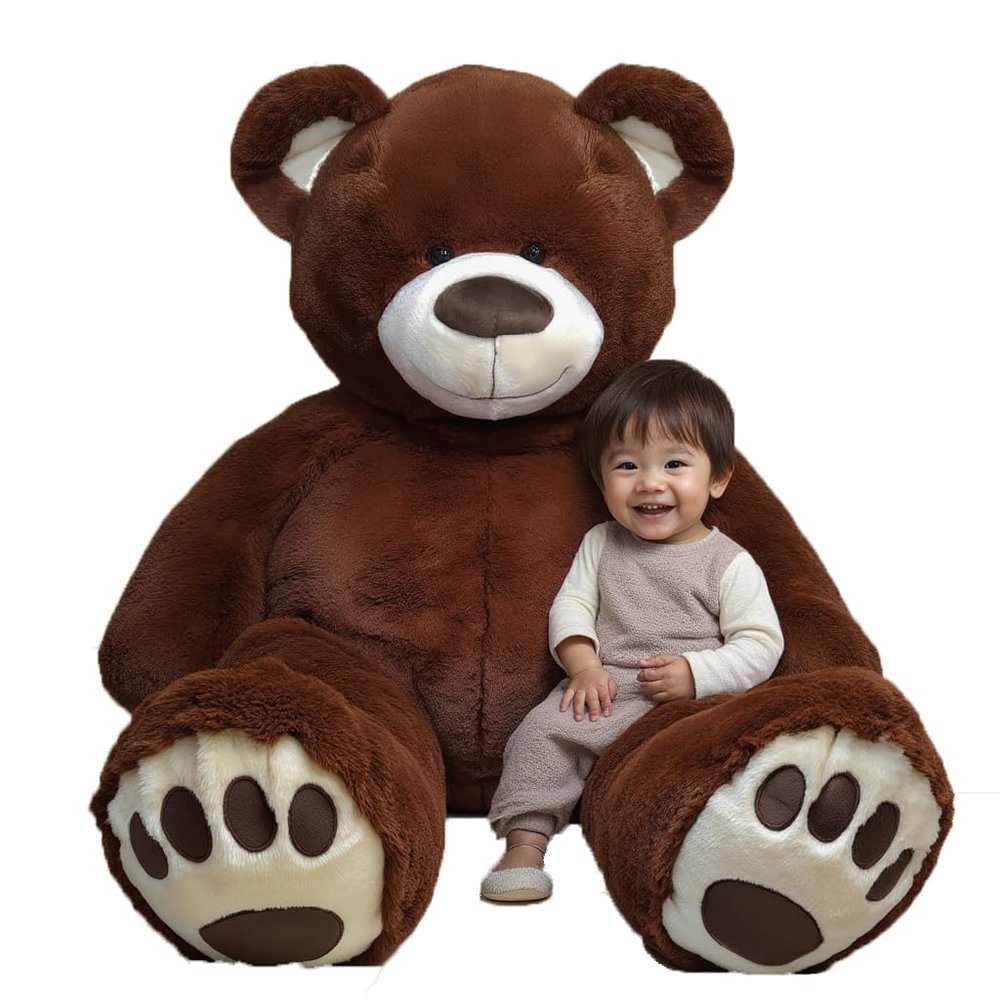 Anico 59" Tall (5 Foot) Giant Plush Bear, Stuffed Animal, Dark Brown Teddy Bear with Smiling Face. Premium Stuffed Toy Teddy Bear, Perfect for Girlfriend, Kids, Valentine's Day, Christmas!