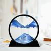 Aoderun Moving Sand Art Picture Round Glass 3D Deep Sea Sandscape in Motion Display Flowing Sand Frame Relaxing Desktop Home Office Work Decor (12", Blue) view 2