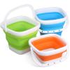 3PCS Collapsible Beach Bucket Sandbox Kit Building Toys for Kid, Small Pail for Washing Camping Fishing, Foldable Bucket Sand Pail Water Can for Garden Planting, Traveling, Beach Summer Toys Fun view 1