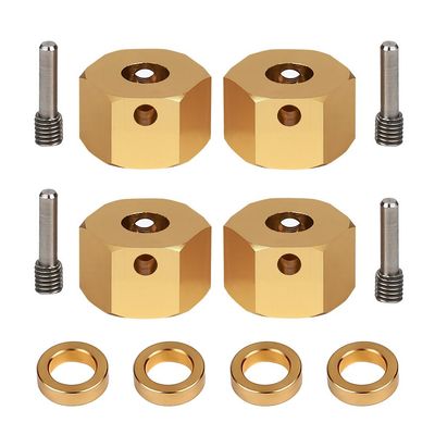 INJORA RC Wheel Hex 12mm 4pcs RC Brass Hex Adapters for 1/10 RC Crawler Axial SCX10 III AXI03007 (9mm)