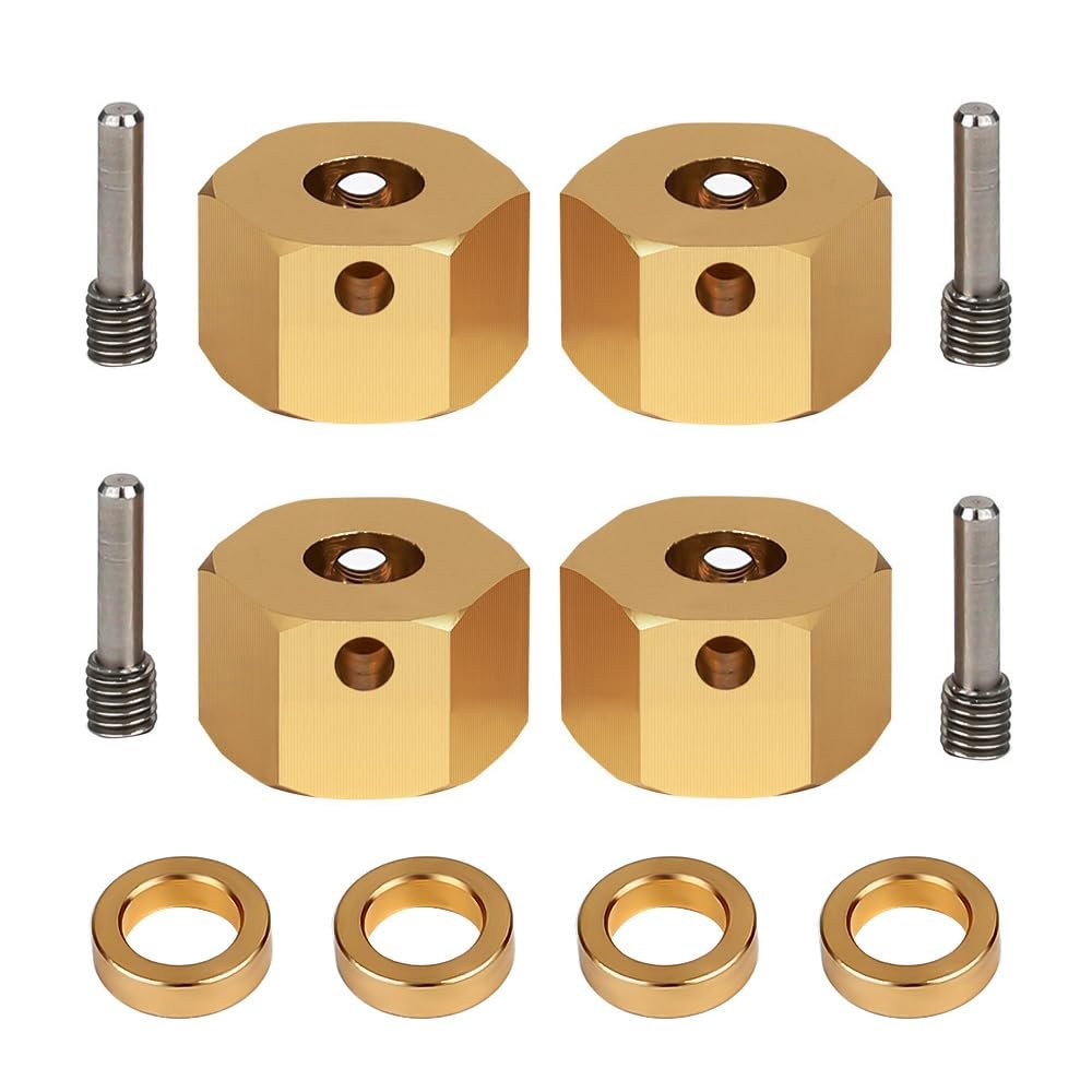INJORA RC Wheel Hex 12mm 4pcs RC Brass Hex Adapters for 1/10 RC Crawler Axial SCX10 III AXI03007 (9mm)
