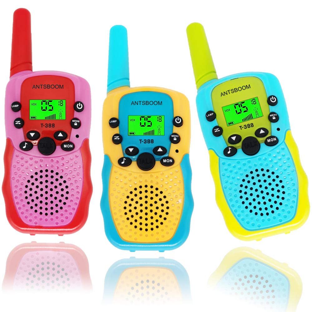 SKLOER Walkie Talkies for Kids,Best Gifts Toys for 3-12 Year Old Boys,3Miles Range for Boys and Girls to Outside,Camping,Hiking (Blue & Yellow & Pink)