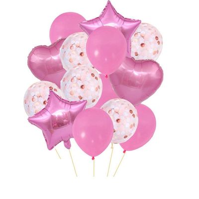 B-D Foil Happy Birthday Decorations Party Supplies Backdrop for Girls and Women Include Happy Birthday Balloons and Banner (Color : Balloon-14Pcs-Pink)