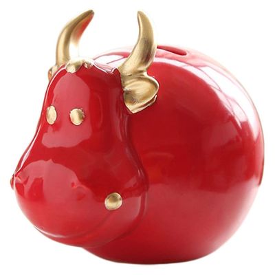 Cabilock 1pc Calf Shape Saving Pot Adorable Desktop Decor for Boy Girl for Cultivating Savings Habits Red Cattle Design for Boy Girl's Room Nursery