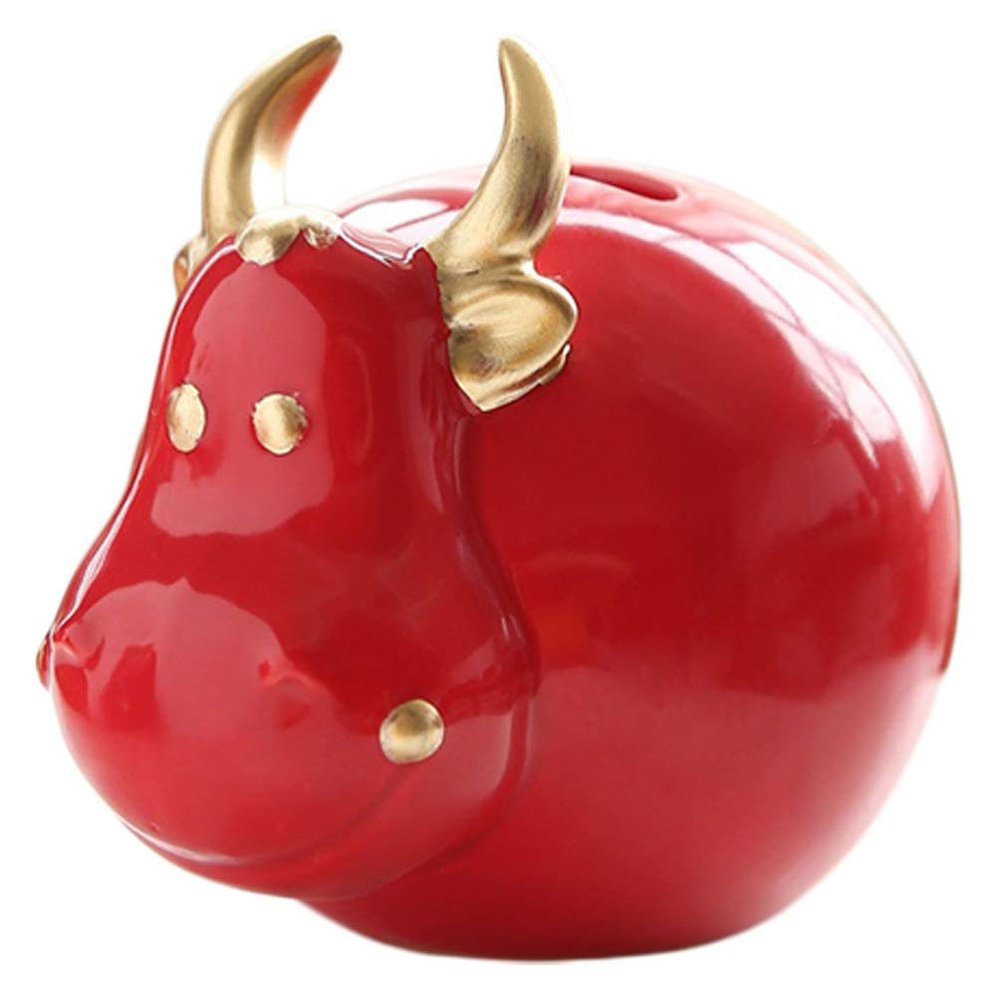 Cabilock 1pc Calf Shape Saving Pot Adorable Desktop Decor for Boy Girl for Cultivating Savings Habits Red Cattle Design for Boy Girl's Room Nursery