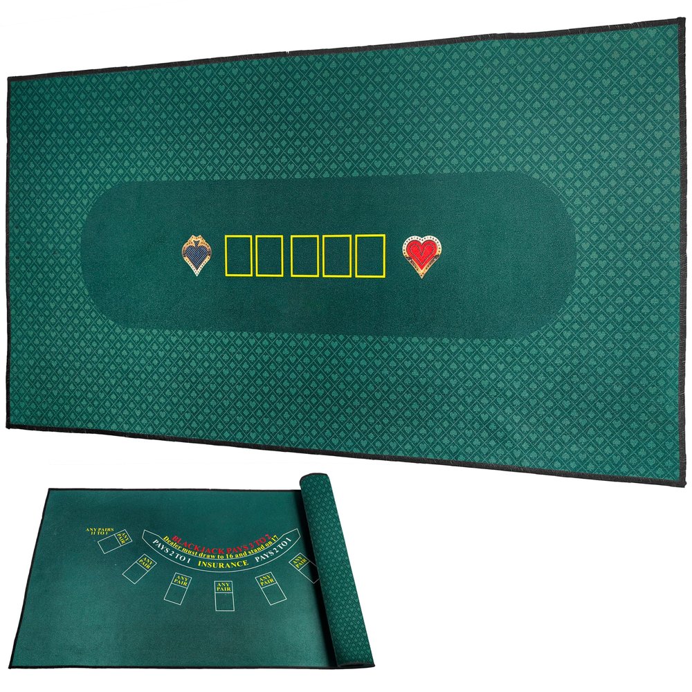BALIKEN 36x18 Inches Texas Holdem Poker Mat & Blackjack Table Top Casino Felt Professional Grade Mat (Green)