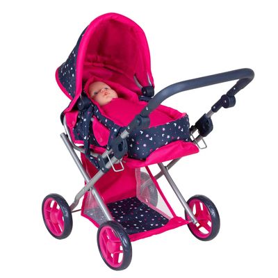 3-in-1 doll pram, blue/pink