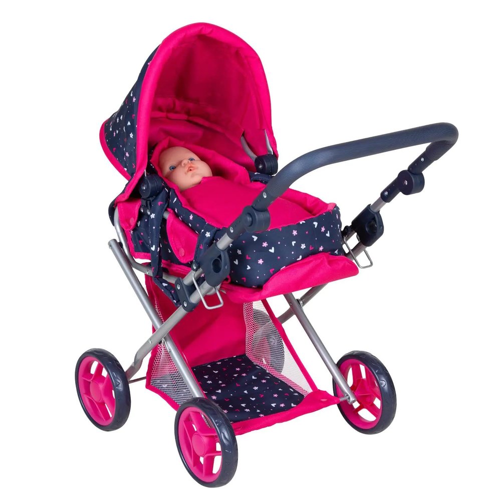3-in-1 doll pram, blue/pink