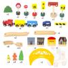 60Pcs Train Set for 3 Year Old Boys, Double-Side Wooden Train Set Tracks for Toddlers, Fits Brio, Thomas, Melissa and Doug, Kids Wood Train Toys for 3 4 5 Year Old Boys and Girls (Yellow) view 2