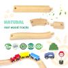 60Pcs Train Set for 3 Year Old Boys, Double-Side Wooden Train Set Tracks for Toddlers, Fits Brio, Thomas, Melissa and Doug, Kids Wood Train Toys for 3 4 5 Year Old Boys and Girls (Yellow) view 3