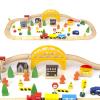 60Pcs Train Set for 3 Year Old Boys, Double-Side Wooden Train Set Tracks for Toddlers, Fits Brio, Thomas, Melissa and Doug, Kids Wood Train Toys for 3 4 5 Year Old Boys and Girls (Yellow) view 4