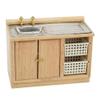 EatingBiting 1:12 Dollhouse Miniature Furniture Bathroom Kitchen Sink with Cabinet Basin Set Dolls House Light Oak Sink Unit w Towel Rail Miniature Wooden Kitchen Furniture view 1