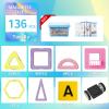 Magnetic Tiles Building Blocks Toys for Kids, 136 Pieces 3D Creative Castle Construction Magnetic Stacking Set Preschool Intelligence STEM Toys for Girls Boys Age 3years and Up (Educational Set) view 2