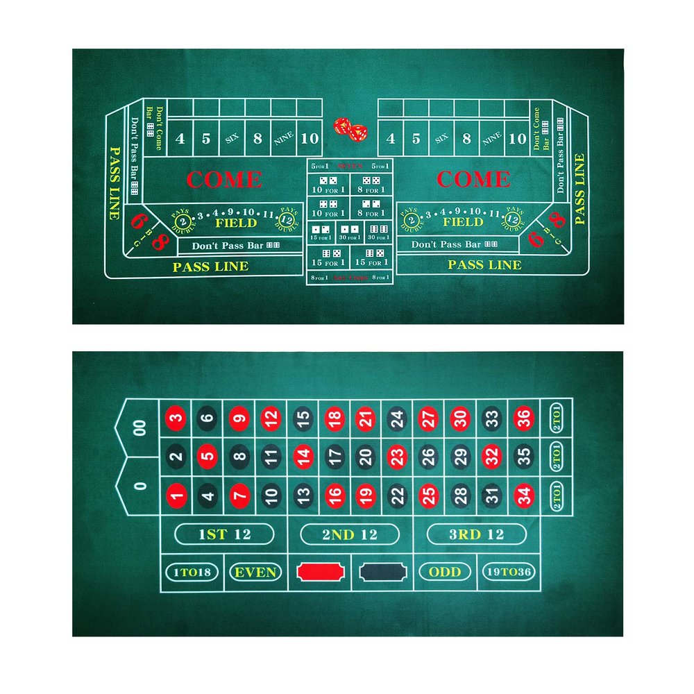 BALIKEN 36x18 Inches Roulette Table Mat & Craps Table Top Casino Felt Professional Grade Mat (Green)