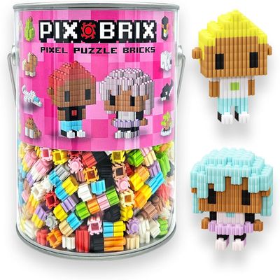 Pix Brix Pixel Art kit Puzzle Bucket - 1,500-Piece Kit with 12-Color Light Palette Patented Interlocking Building Bricks for 2D and 3D Creations STEM Toy for Ages 6+