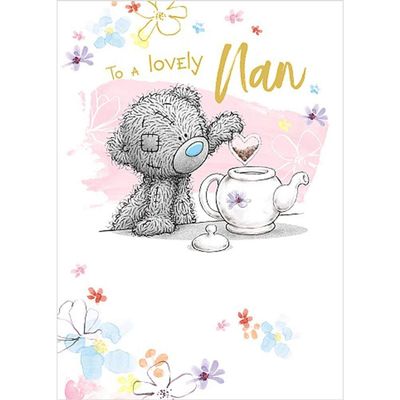 Nan Birthday Card Bear with Teapot