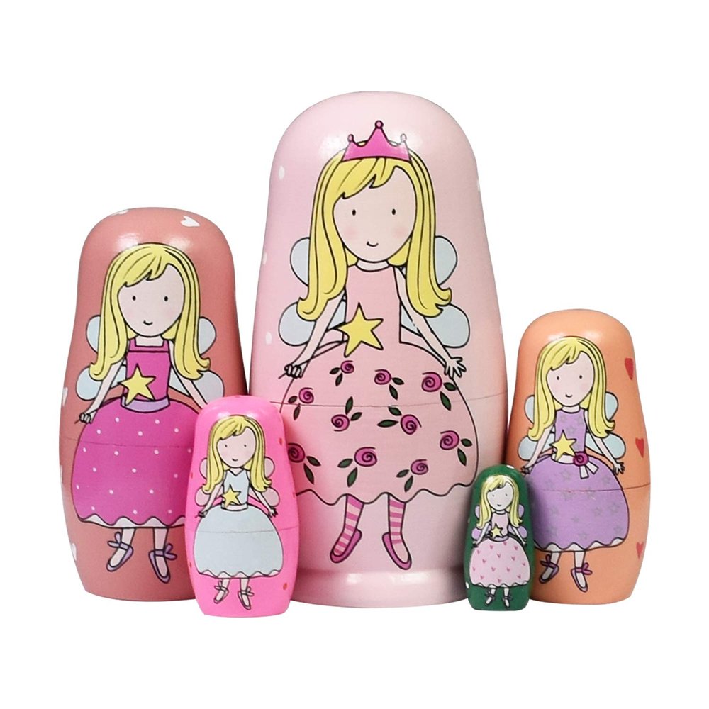 HYCLES Nesting Dolls Russian Matryoshka Wood Stacking Nested Set for Kids Handmade Toys for Children Kids Christmas Birthday Decoration Halloween Wishing Gift