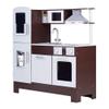 Teamson Kids Little Chef Play Kitchen Munich Classic Kids Kitchen Playset with Electric Writing Board, Espresso/Gray view 1