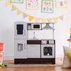 Teamson Kids Little Chef Play Kitchen Munich Classic Kids Kitchen Playset with Electric Writing Board, Espresso/Gray view 4