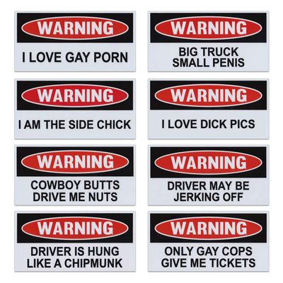 Crazy Novelty Guy Funny Warning Magnets - Set of 8, 6" x 3" Removable and Reusable Prank and Practical Joke Magnets