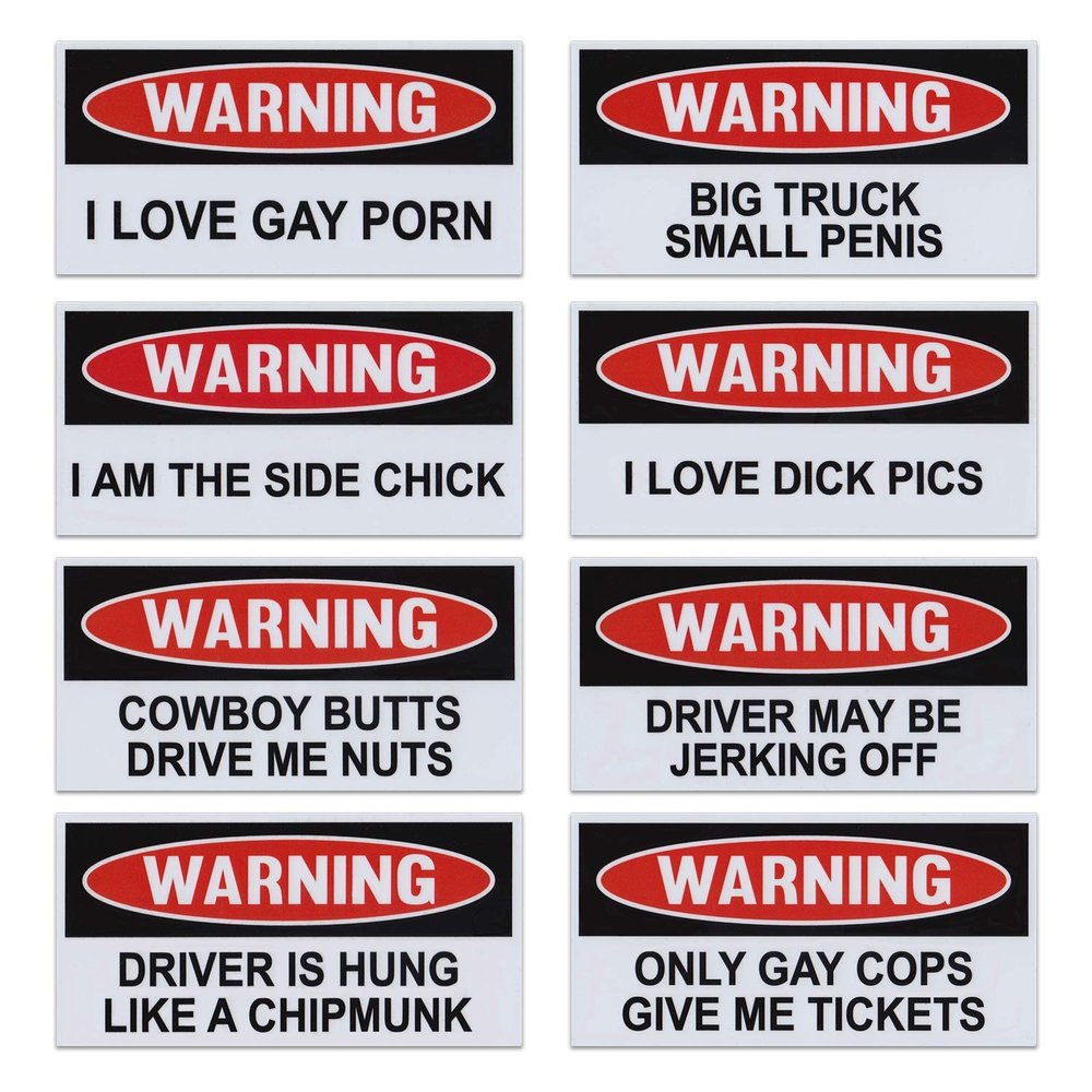 Crazy Novelty Guy Funny Warning Magnets - Set of 8, 6" x 3" Removable and Reusable Prank and Practical Joke Magnets