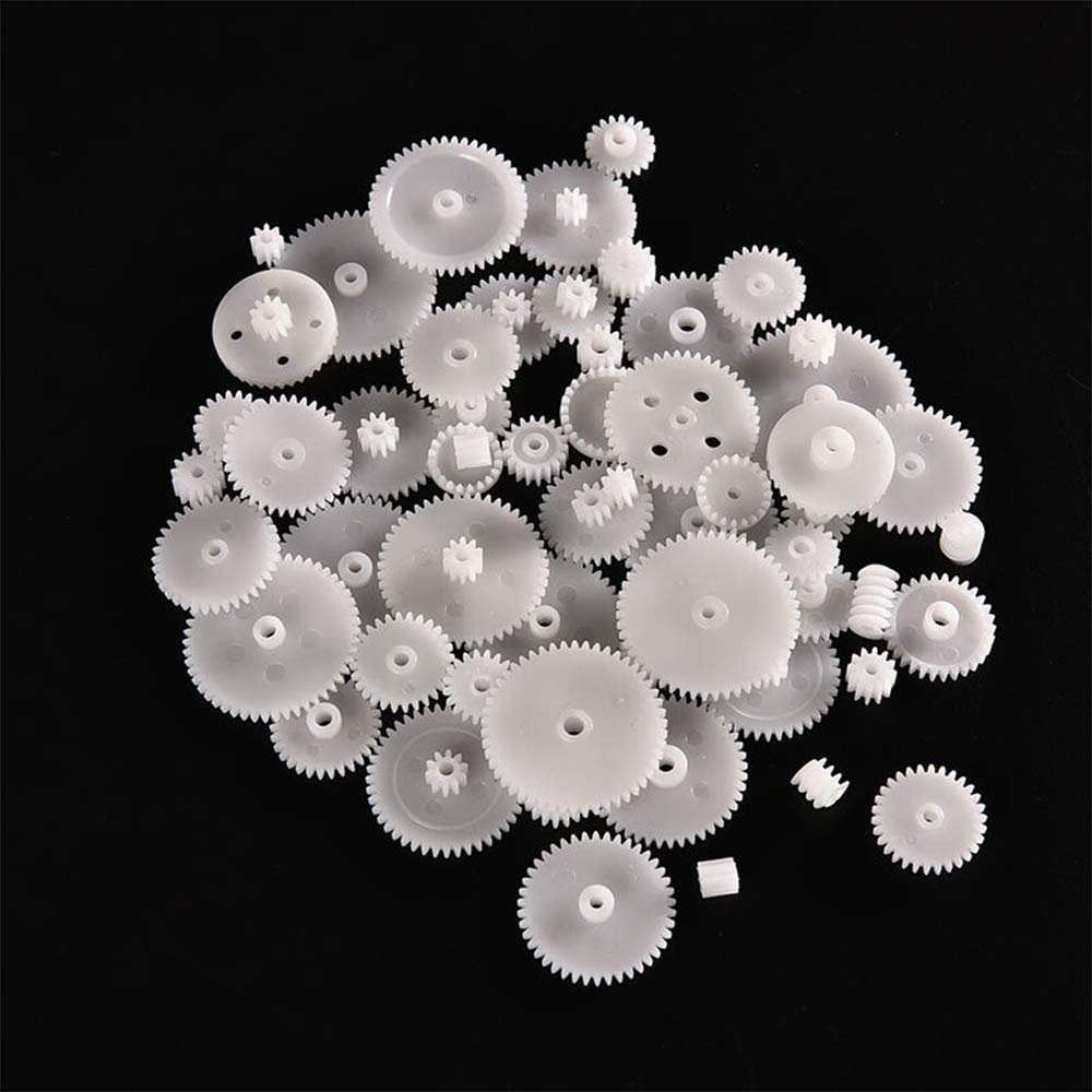 58PCS White Plastic Gears Small Motor Gears for RC Car Motor Toy Model DIY Helicopter RC Toy Replacement Accessories Module 0.5