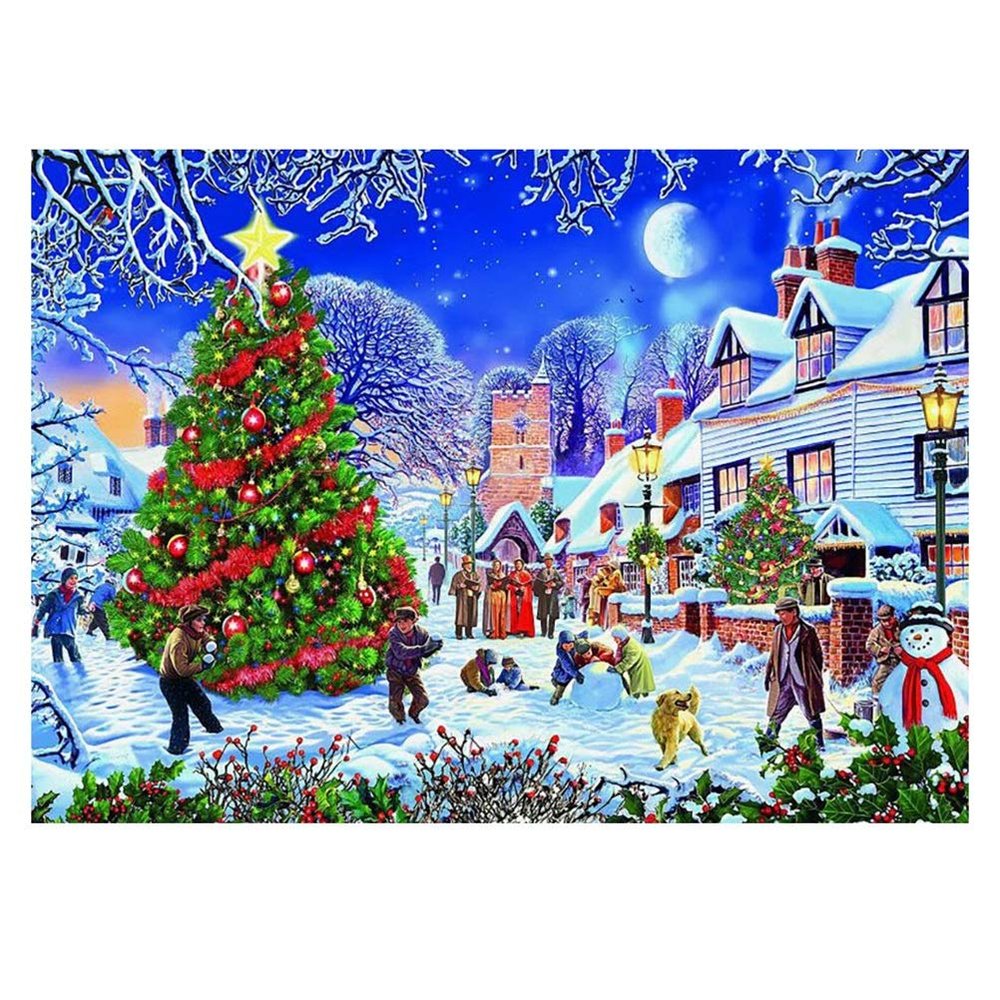 1000PCS Jigsaw Puzzle Happy Christmas Puzzle Exercise Memory Relieve Stress Jigsaw Puzzles for Adults Kids (Golden)