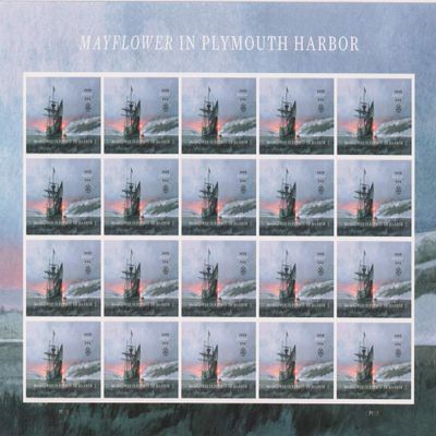 Forever Postage Stamps Depicting The 400th Anniversary of The Mayflower in Plymouth Harbor (3 Panes of 20)