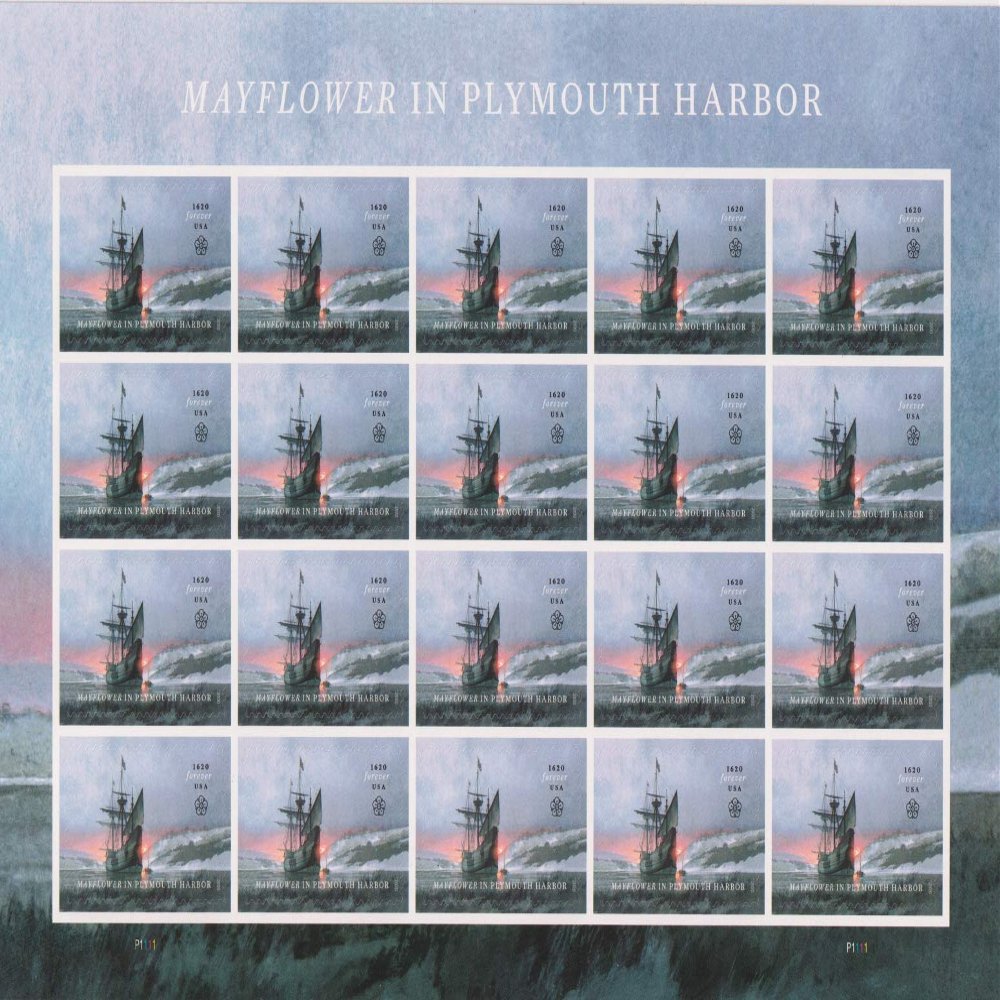 Forever Postage Stamps Depicting The 400th Anniversary of The Mayflower in Plymouth Harbor (3 Panes of 20)