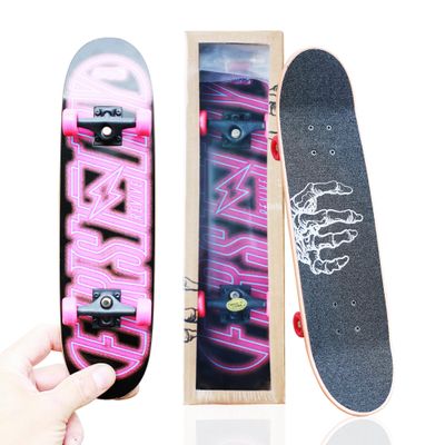 Mini Skateboards for Kids & Adults Braille Skateboarding 11 First Try Pro Fingerboard Hand Skateboard Toy Set, Handboard Finger Board + Real Tools, Deck Grip Tape, Adjustable Hardware, Wheels, Trucks