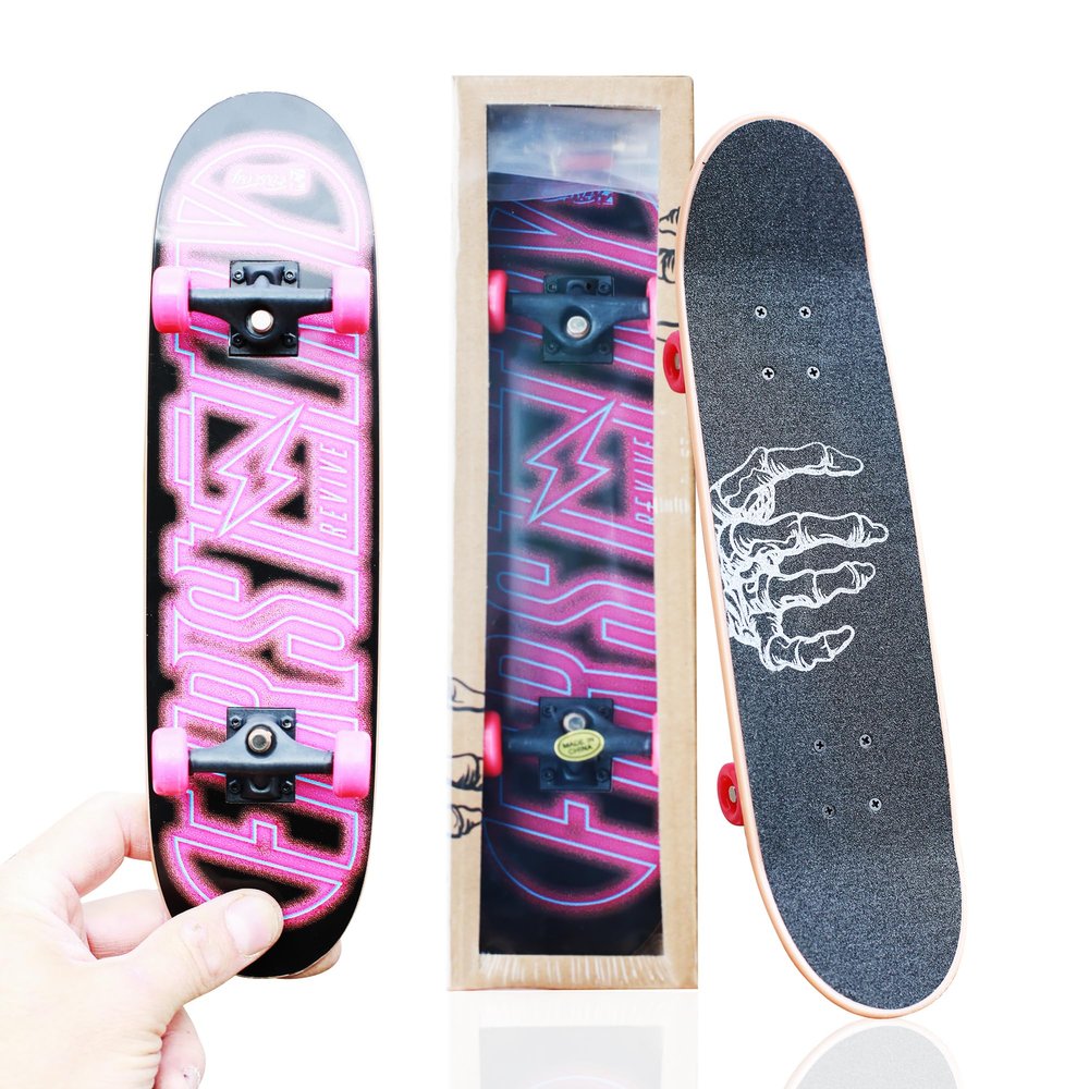 Mini Skateboards for Kids & Adults Braille Skateboarding 11 First Try Pro Fingerboard Hand Skateboard Toy Set, Handboard Finger Board + Real Tools, Deck Grip Tape, Adjustable Hardware, Wheels, Trucks