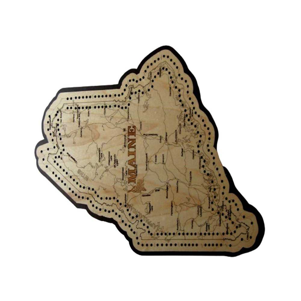 Cribbage Board Maine State Shape Road Map