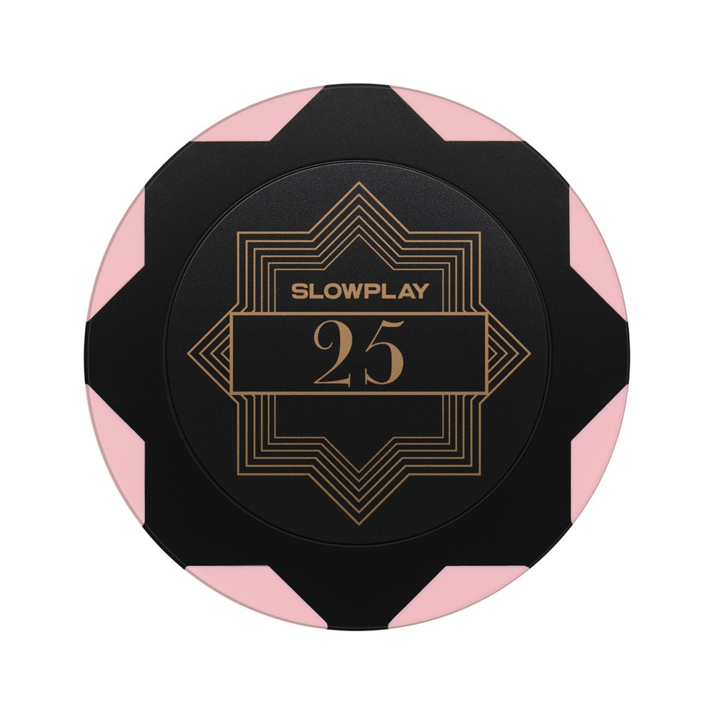 SLOWPLAY Nash Clay Poker Chips, 14 Grams Heavyweight Clay Composite, 40mm Large Chips in Bulk, Pack of 50 with Denomination of 25